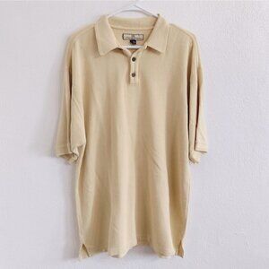 Tommy Bahama Golf Polo Mens L Silk Blend Yellow Ribbed Short Sleeve